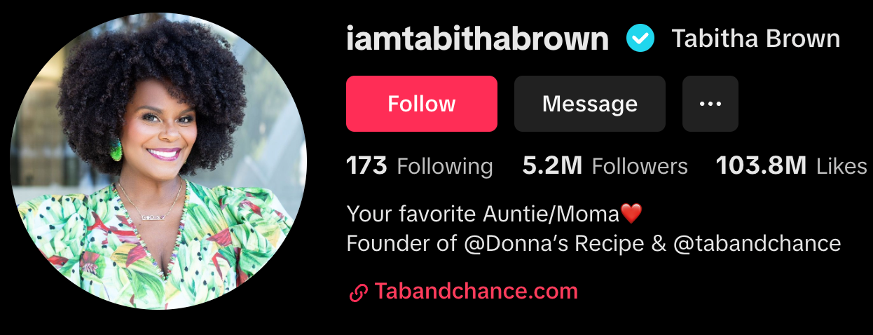 Tabitha Brown TikTok Profile